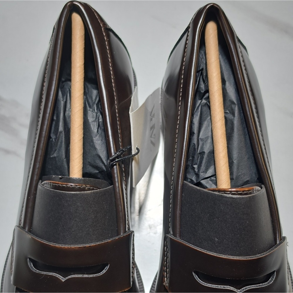 ZARA Brown Leather Loafer Men's Dress Shoes Size 36